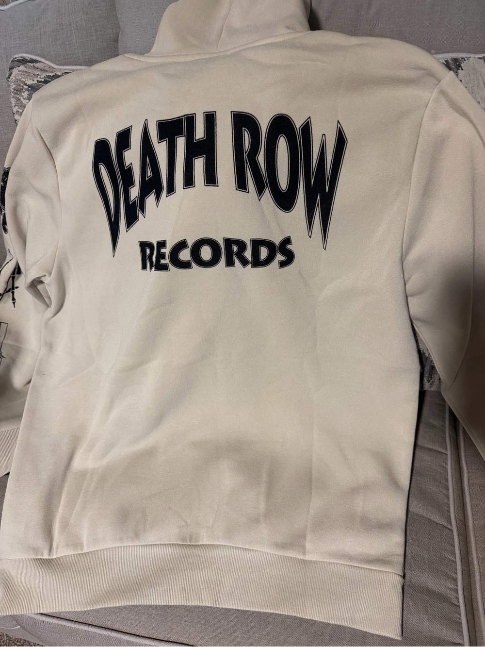 Crooks & Castles Cream Pullover Hoodie with Black Graphic Details - Picture 3 of 5
